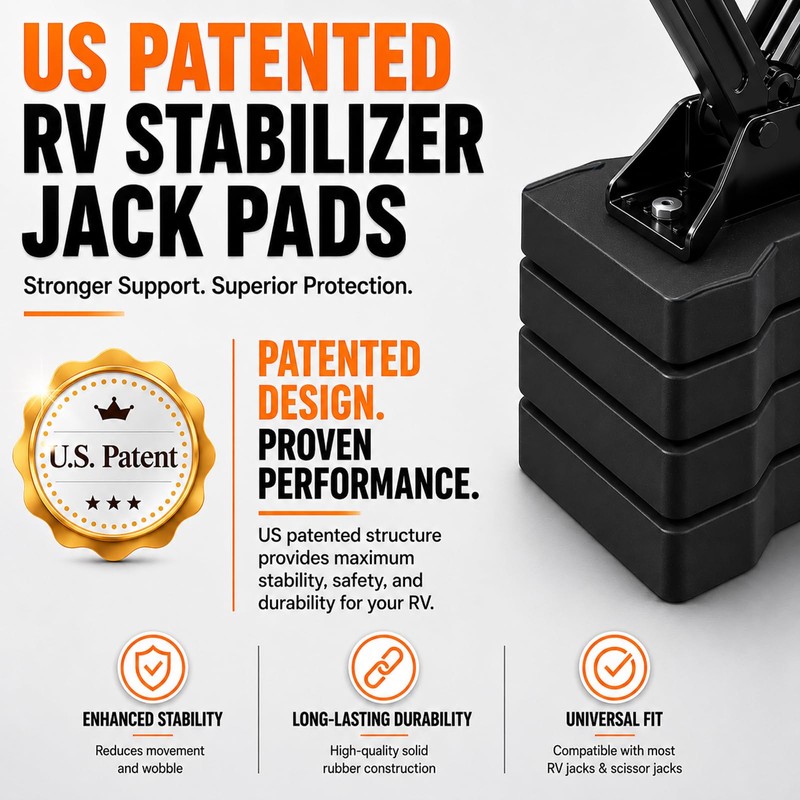 RV Stabilizer Jack Pads 2 Pack, Heavy Duty Rubber Scissor