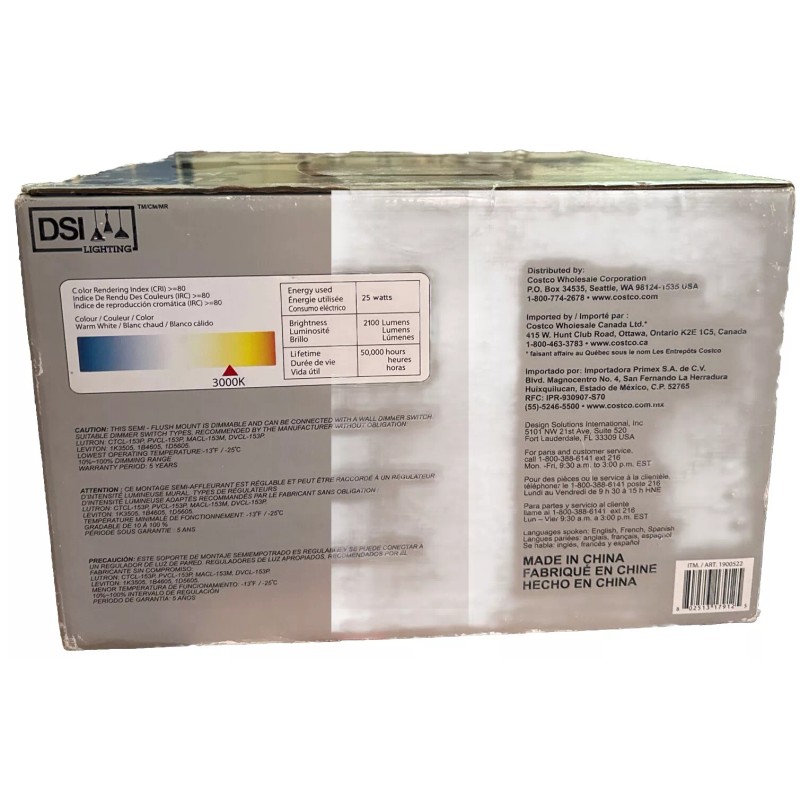 DSI Lighting Bronze LED Semi-flush Mount ~NIB 13.8” Wide X