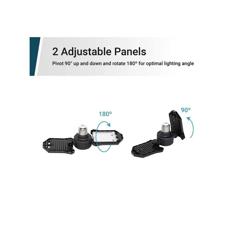 GT-Lite 3000 Lumen LED Garage Light, 300-Watt Equivalent, Adjustable 2-Panel