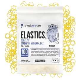 1000 (3/8" Monkey, Medium 4.5 Oz) Orthodontic Latex Elastic Rubber Bands for Braces - Multi-Size Dental Elastics Kit, Heavy-Duty Ortho Bands for Gap Closure & Teeth Alignment (10 Bags of 100)