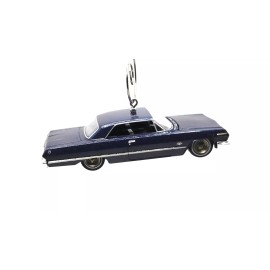 Handmade 1963 Chevy Impala Lowrider Blue Christmas Ornament