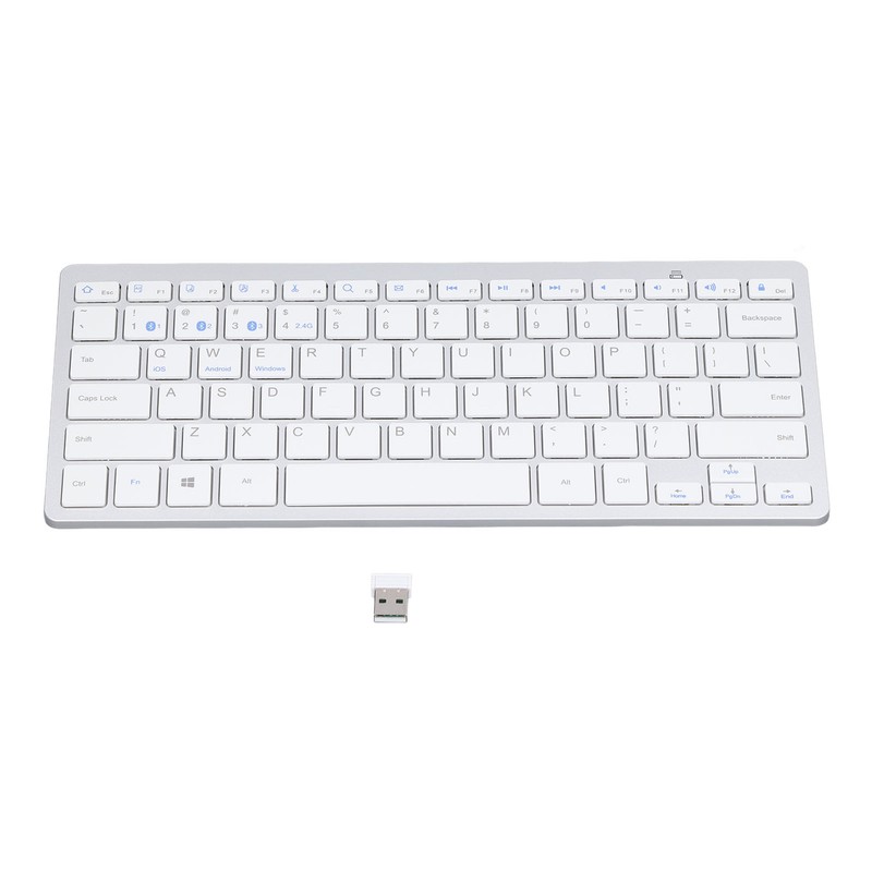 Bluetooth Keyboard Tablet PC Ultra Slim Portable 78 Keys White