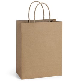 BagDream 25Pcs Brown Gift Bags 8x4.25x10.5 Kraft Paper for Gifts, Shopping Retail Merchandise Grocery Sacks, Brown Paper Bags with Handles Bulk Medium