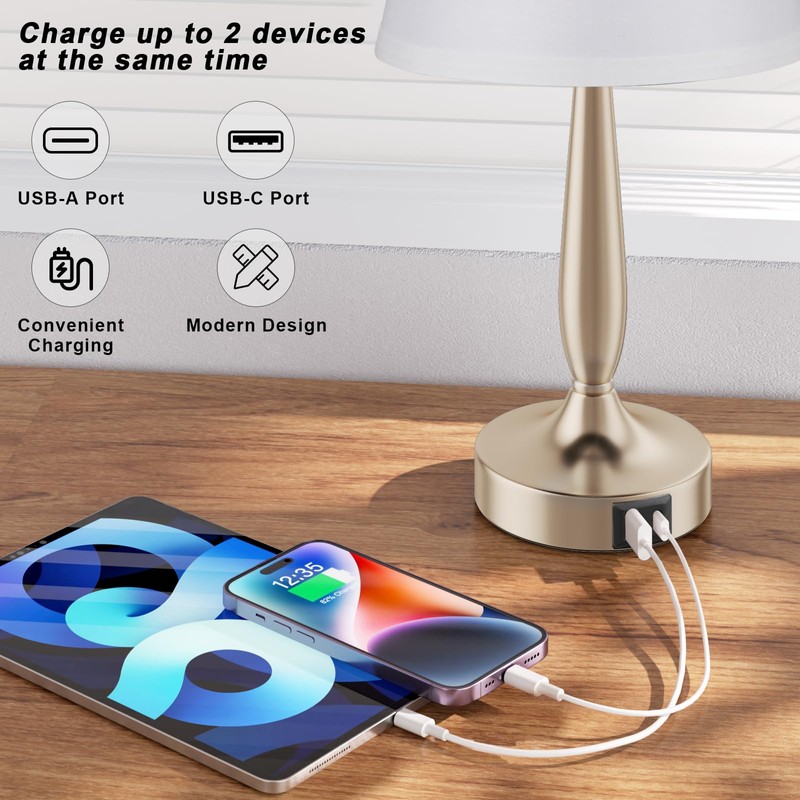 Kakanuo Touch Table Lamp for Bedroom, Small Bedside Lamp with