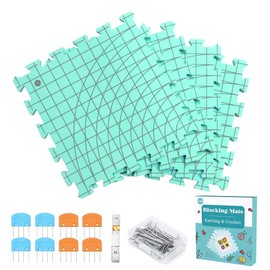 Knitiss 4 Pack Knitting Crochet Blocking Mats Extra Thick Blocking Boards with Grids 32x32cm Reusable Crochet Blocking Board and Needles