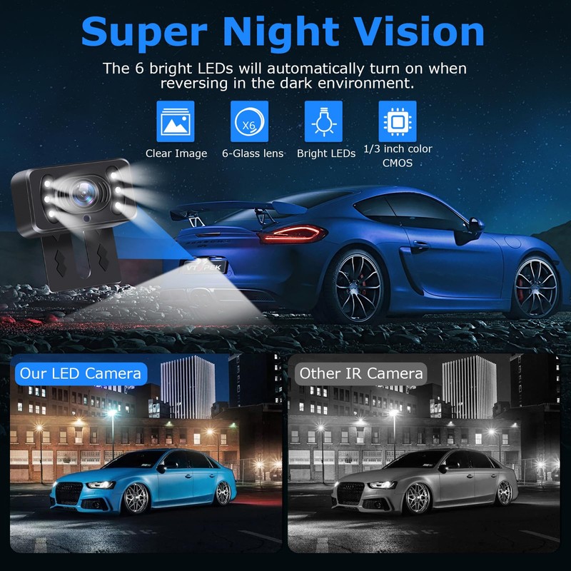 Vtopek Wireless Reversing Camera 5 inch 6 LED Light Reverse