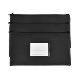 Pack of 3 Wallets Bank Bag, Bank Bag Leather Waterproof with Window and Zip, Banknote Storage, Document Folder A5, Money Folder for Business School