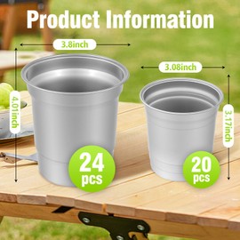 ABUKE Disposable 16oz Aluminum Cups, 24-Pack – Heavy Duty Recyclable Cold Drink Cups for Parties & Events