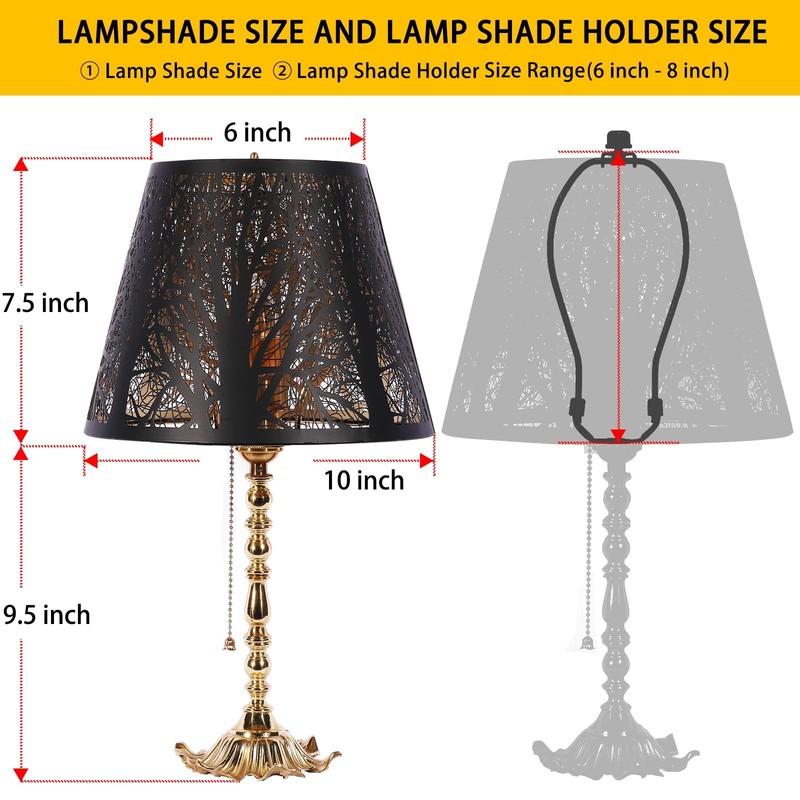 Small Lamp Shade, ALUCSET Barrel Metal Lampshade with Pattern of
