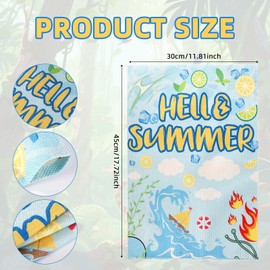 SAVITA Hello Summer Garden Flag, 12x18 Inch Double-Sided Vibrant Summer Flag Waves Lemon Ice Cube Burlap Beach Sign Seasonal Outdoor Decor for Yard Patio Lawn Porch Farmhouse