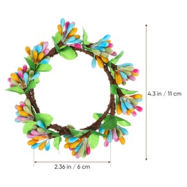 Tofficu Easter Wreath Candle Rings Set: 4pcs Coloful Artificial Berry Candle Ring Glass Tealight Candle Holder for Spring Easter Home Party Table Centerpiece Decor