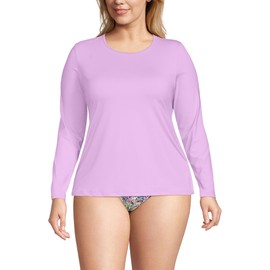 Lands' End Womens Long Sleeve Swim Tee Rash Guard Wild Lilac Regular Medium