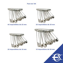 Safety Pins | Safety Pins Assorted Sizes | Metallic Safety Pins | Set of Safety Pins | EUROXANTY Haberdashery