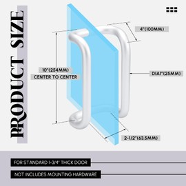 MorningRo Offset Door Pull Commercial Door Handle 10" Center to Center Aluminum 90 Degree 1" Diameter Through Bolt Mounting for 1-3/4" Gate, Clear Anodized Finish