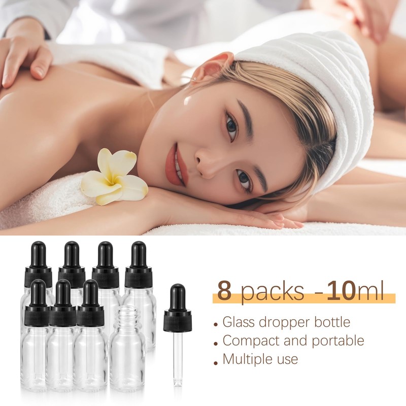 Kesell 8 Pack - Glass Bottles for Essential Oils, 10ml