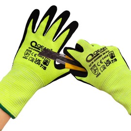 QEARSAFETY 1 Pair Cut Resistance Safety Gloves, Hi-visibility Color, Durability, Nitrile Foam Palm Coated, TouchScreen, Good Arabsion&Grip, Dexterity (M)