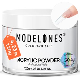 modelones modelones Acrylic Powder, Upgraded 4.23oz Clear Acrylic Nail Powder, Crystal Clear Nail Acrylic Powder for Acrylic Nail Art 3D Nail Carving French Nail Extension, Non-Yellowing, Gifts for Women