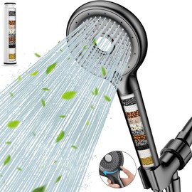 FEELSO Filtered Shower Head with Handheld, High Pressure 6 Spray Mode Showerhead with Filter, 15 Stages Water Softener Filters Beads for Hard Water-Remove Chlorine, Reduce Dry Itchy Skin, Extra Filter