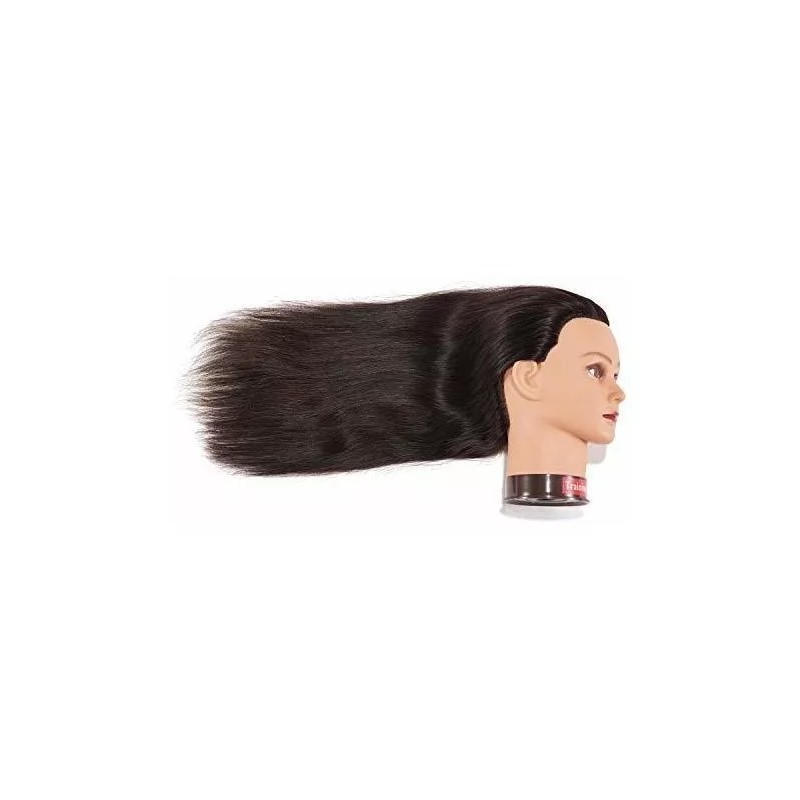 Training Head Maniqui Cabeza Cabello Natural #2 Negro. 66 Cm