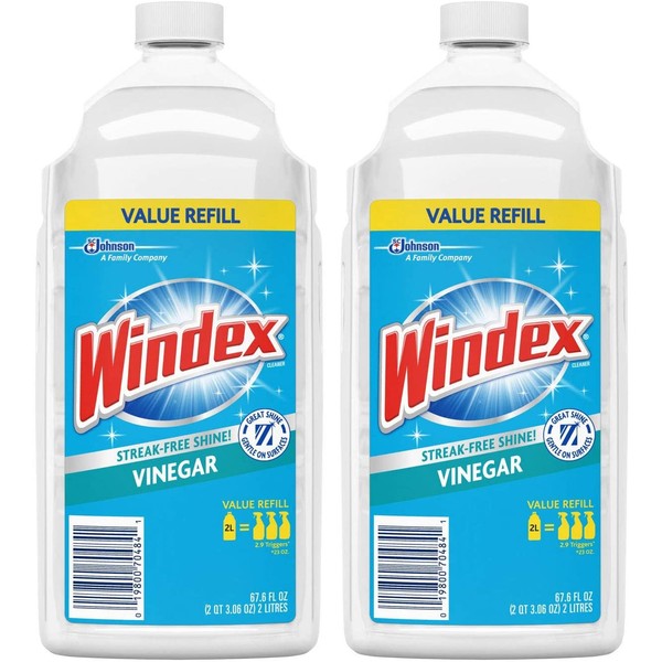 Windex Vinegar Glass Cleaner Refill, 2 Liter (Pack of 2)
