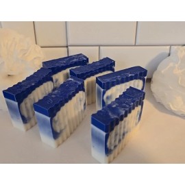 Homemade Handcrafted Blue and White Swirl Soap Bar