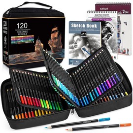 Colored Pencil Set with Storage Case, 120pcs/set Professional Art Pencil with 3 Counts Sketch Book, Soft Core Drawing Pencil Set for Advanced Artists & Hobbyists