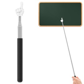 PEAPIN 2PCS Retractable Teacher Pointer, White Extendable Classroom Pointer Stick for Teaching, Presentations & Lectures Durable Instructional Tool for Educators