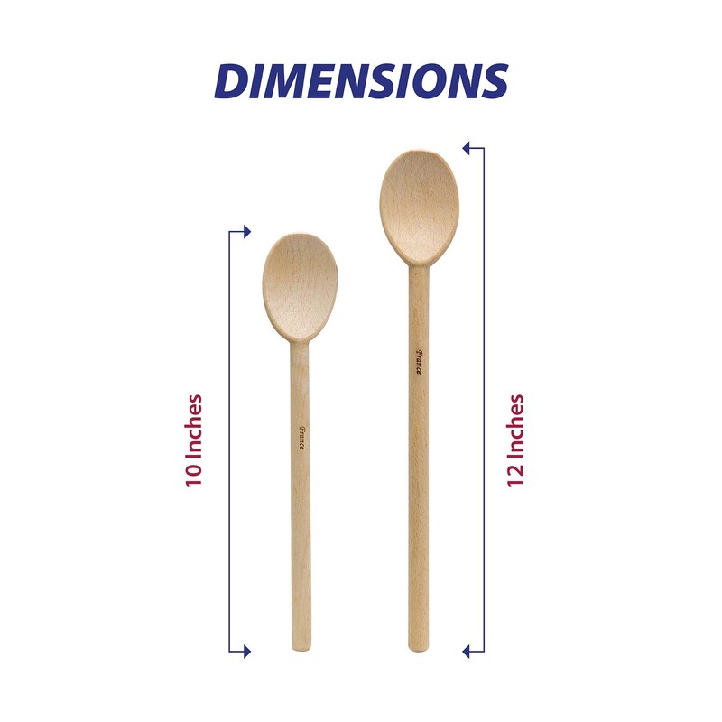 HIC Kitchen Classic French Beechwood Spoons, Made in France, Includes