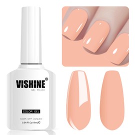 Vishine 16ML Pastel Gel Nail Polish Macaroon Peach Gel Polish Soft Bright Colors Long-Lasting Soak Off Nail Art Manicure Salon at Home, 0.54OZ L193