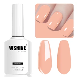 Vishine 16ML Pastel Gel Nail Polish Macaroon Peach Gel Polish Soft Bright Colors Long-Lasting Soak Off Nail Art Manicure Salon at Home, 0.54OZ L193