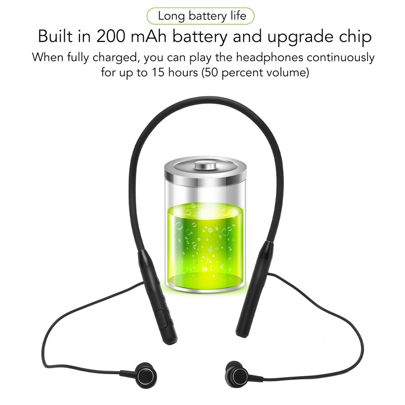 Bluetooth Neckband Headphones IPX7 Waterproof HiFi Stereo Deep Bass Magnetic