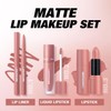3 Pieces Matte Liquid Lipstick Lip Liner Set