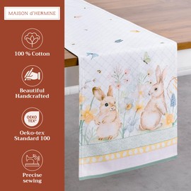 Maison d' Hermine Table Runner 100% Cotton Double Layer Table Runners 72 inches Long Decorative for Kitchen Dining Party Baby Shower Wedding Bridal Shower Spring Summer (Easter Dew , 14.50" x 72")