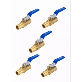 EFIELD 5 PCS Pex-A Expansion 3/4 " X 3/4" Sweat Full Port  Brass Ball Valve