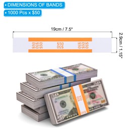 PATIKIL Currency Band Bundles, 1000 Packs Orange Dollar50 Self Sealing Cash Straps Sleeves Money Bill Wrappers for Dollar