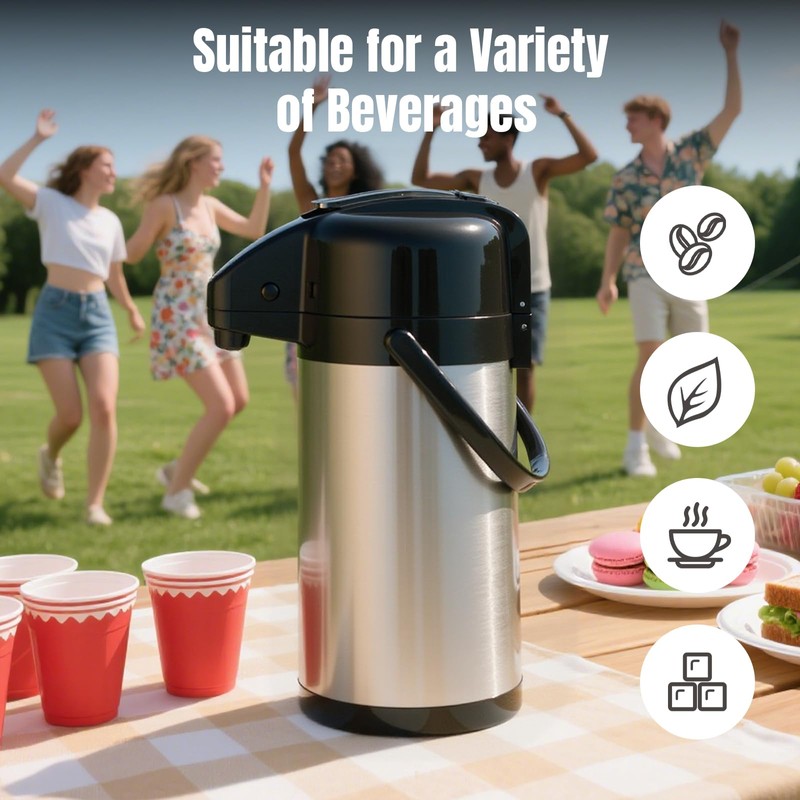 Ratrabas Upgraded Airpot Coffee Carafe with Double Pump - 84oz/2.5L