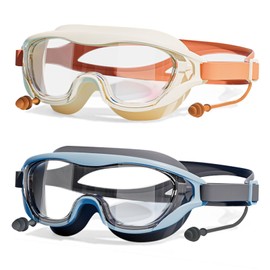 Zoomsnail Kids Swim Goggles 2 Pack, Anti-Fog Anti-UV Wide View Swimming Goggles for Kids 3-15