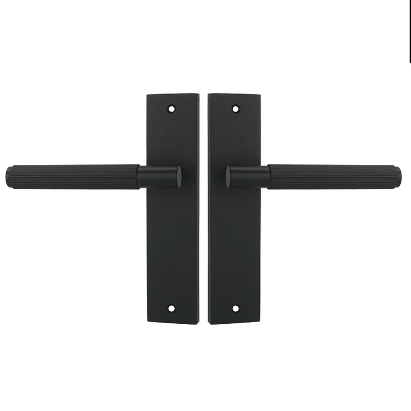 Decoranddecor Hera Matt Black Knurled Backplate Door Handles Set –