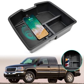 KEWISAUTO Cargador inalámbrico para Silverado/Sierra 2007-2014, caja organizadora de consola central, para Chevy Silverado Avalanche Suburban Tahoe/GMC Sierra 2007 2008 2009 2010 2011 2012 2013 2014