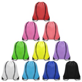 Grneric 10Pcs Drawstring Backpack Bulk Cinch Bag, Drawstring Bags Polyester for Gym Sports Beach Party Trip(10 Colors)