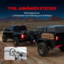 RED WOLF 7-Pin Metal Trailer Plug, 7-Pin Trailer Plug, 12 V Waterproof with Cast Aluminium Housing, for Cars, Trucks, Caravans, Trailers, 7-Pin Towing Hitch in Accordance with ISO 1724