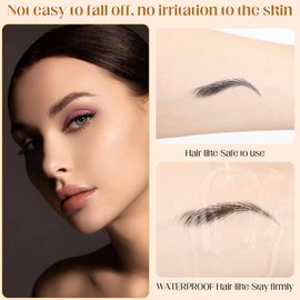 20 Sheets 180 Pairs Eyebrow Tattoo Sticker Waterproof 4D Hair-Like Natural Fake Tattoo Eyebrows Transfers Stickers Peel Off Brows Grooming Shaping Makeup Sticker for Women Girls,Black