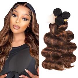 30 32 34 inch Ombre Bundles Human Hair #4 Bundles Brown Body Wave Bundles Mixed Length 3 Bundles Highlight Bundles Human Hair P4/30 Body Wave Bundles 300g