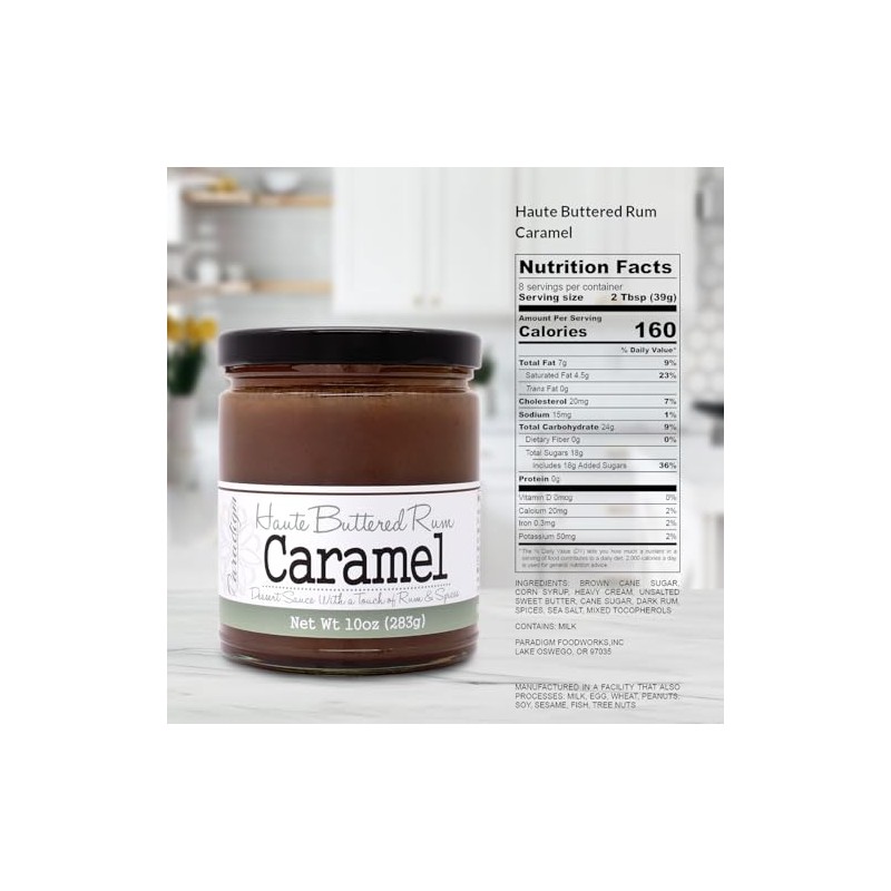 Paradigm Foodworks Haute Buttered Rum Caramel Sauce, 10 Ounce