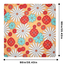 AWAYTR 35” Silk Scarf for Women Large Head Scarf Square Hair Scarf Satin Hair Bandana Printed Silk Sleeping Head Wrap (Hippie daisy)