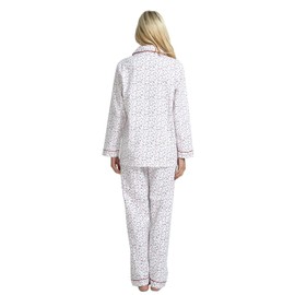 GLOBAL Comfy Pajamas for Women 2-Piece Warm and Cozy Flannel Pj Set of Loungewear Button Front Top Pants
