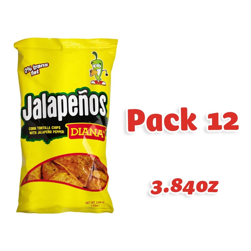 Diana Jalapeño Tortilla Chips 3.84oz (Pack of 12)