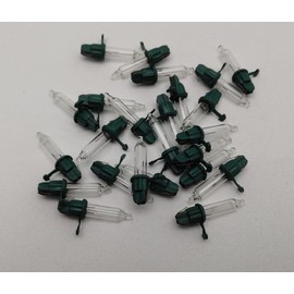 JL Missouri Parts & Misc. 25, 50, 75 0r 100 2.5v 0.425W Clear White Mini Christmas Tree Light Bulbs with Green Base Style at Tab Tabbed. 2.5 Volt 0.425 Watt Incandescent (25)