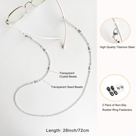 GINTEI Eyeglasses Chain for Women Glasses Chain Silver Owl Eyeglasses Strap Beaded Eyeglass Chains