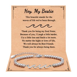 QWNHONEY Best Friend Birthday Gifts for Women Friendship Bff Bestie Bracelets Christmas Mothers Day The Waves of Life We've Through Together